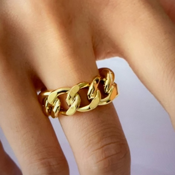 STERLING SILVER CHAIN RING GOLD OR SILVER - Picture 6 of 7